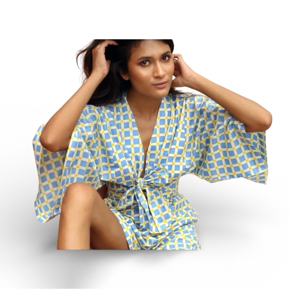 Monsoon & Beyond Kaia Blouse In Fountainhas Blue Size S